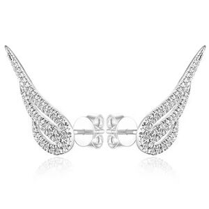 Beautiful Angel Wings Stud Earrings 925 Sterling Silver Cubic Zirconia. NWT